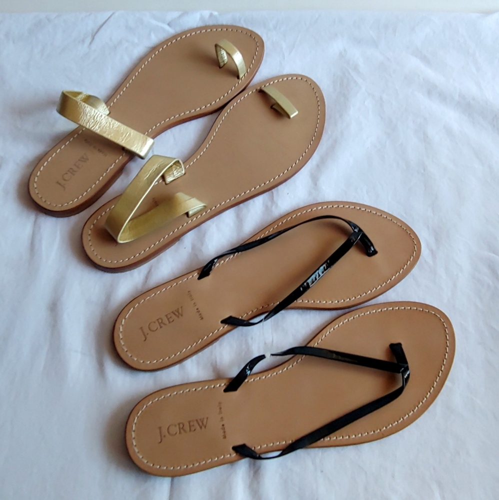 J.Crew Leather Flip Flops Size 10 two pair